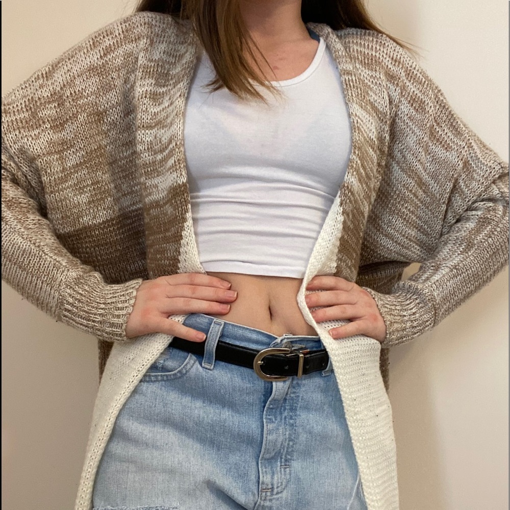 Tan patterned cardigan